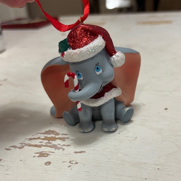 Disney Parks 3” Dumbo with Glitter Santa Hat and Candy Cane Christmas Ornament. - Picture 2 of 6